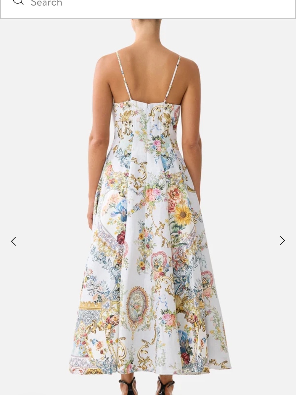 Camilla White Floral-Print Midi Dress with Spaghetti Straps - Picture 10 of 15